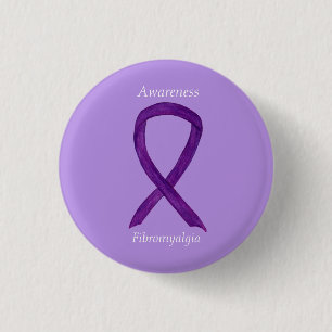 Fibromyalgia Awareness Ribbon Anpassningsbar Art P Knapp