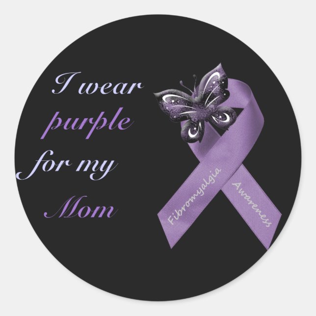Fibromyalgia Awareness Sticker Runt Klistermärke (Framsida)