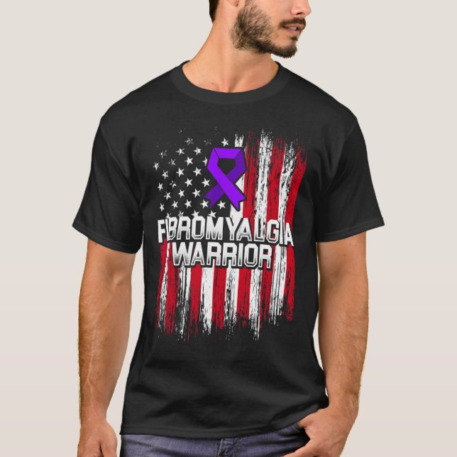Fibromyalgia Awareness Survivor Proud Warrior T Shirt (Framsida)