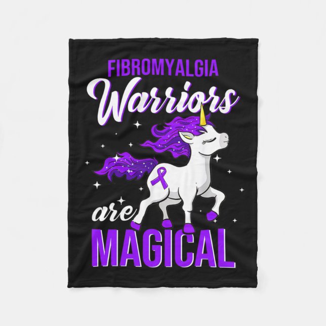 Fibromyalgia Awareness Warrior Roligt Unicorn Fleecefilt (Framsidan)
