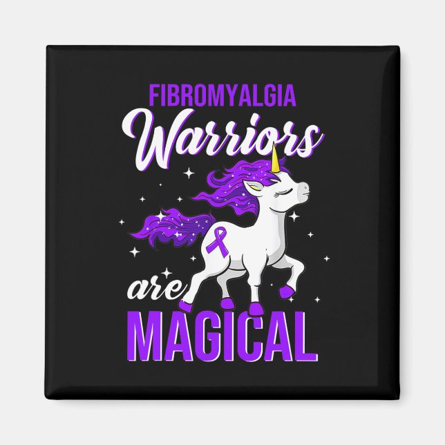 Fibromyalgia Awareness Warrior Roligt Unicorn Magnet (Framsidan)