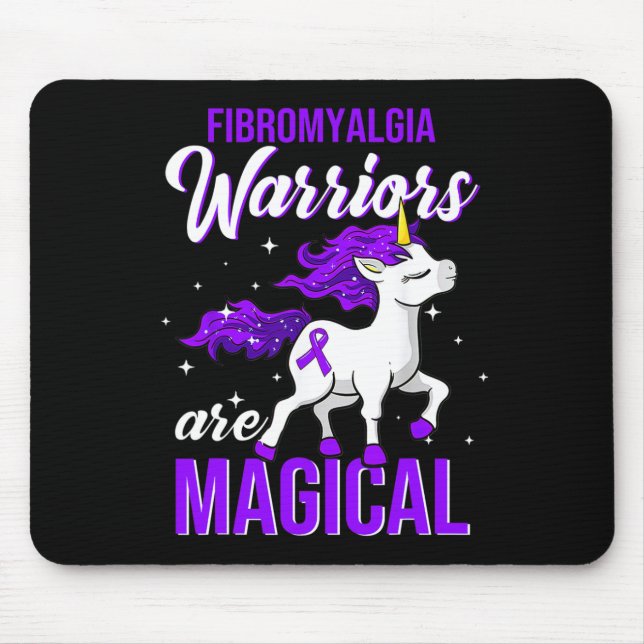 Fibromyalgia Awareness Warrior Roligt Unicorn Musmatta (Framsidan)