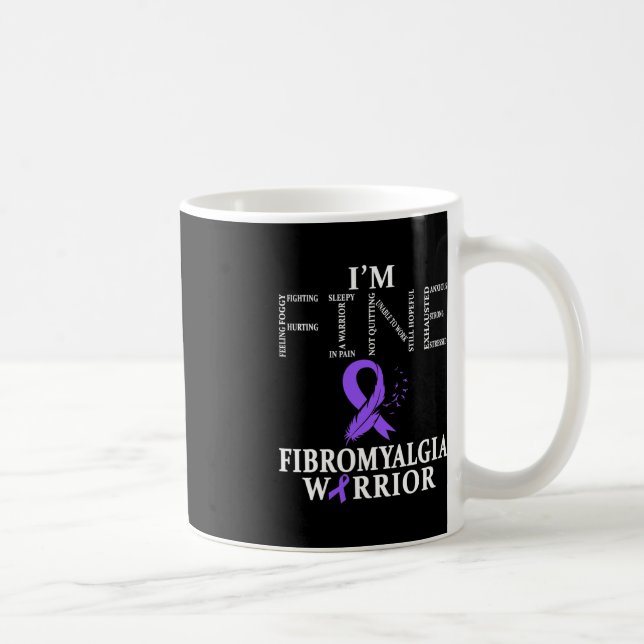 Fibromyalgia Awareness Warrior Support Lila Ribb Kaffemugg (Höger)