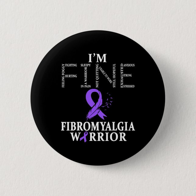 Fibromyalgia Awareness Warrior Support Lila Ribb Knapp (Framsida)