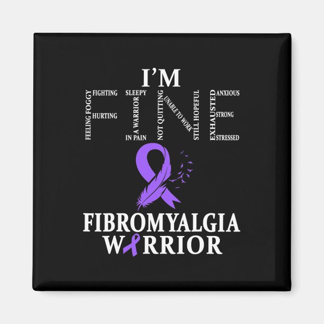 Fibromyalgia Awareness Warrior Support Lila Ribb Magnet (Framsidan)