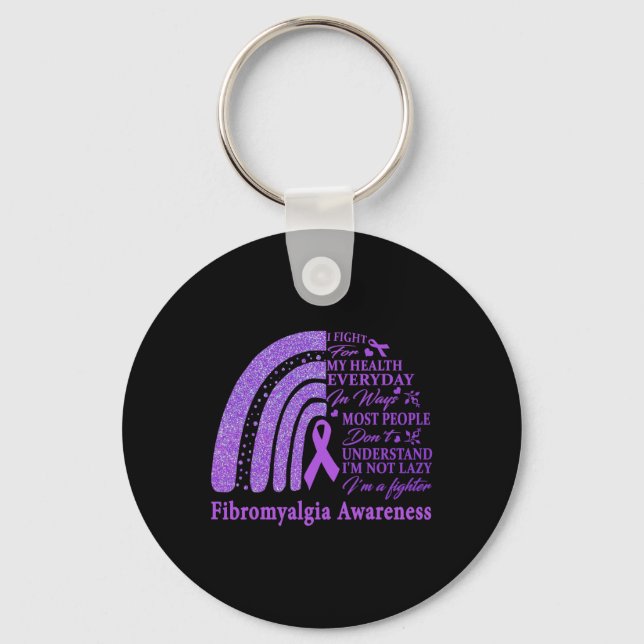 Fibromyalgia Awareness Warrior Support Lila Ribb Nyckelring (Framsida)