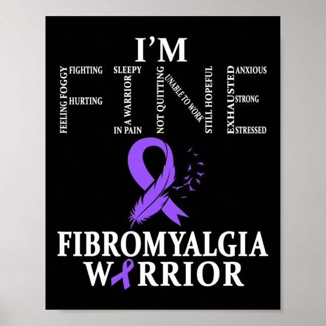 Fibromyalgia Awareness Warrior Support Lila Ribb Poster (Framsidan)