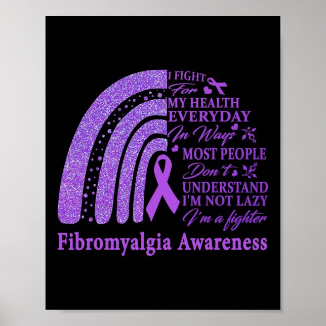 Fibromyalgia Awareness Warrior Support Lila Ribb Poster (Framsidan)