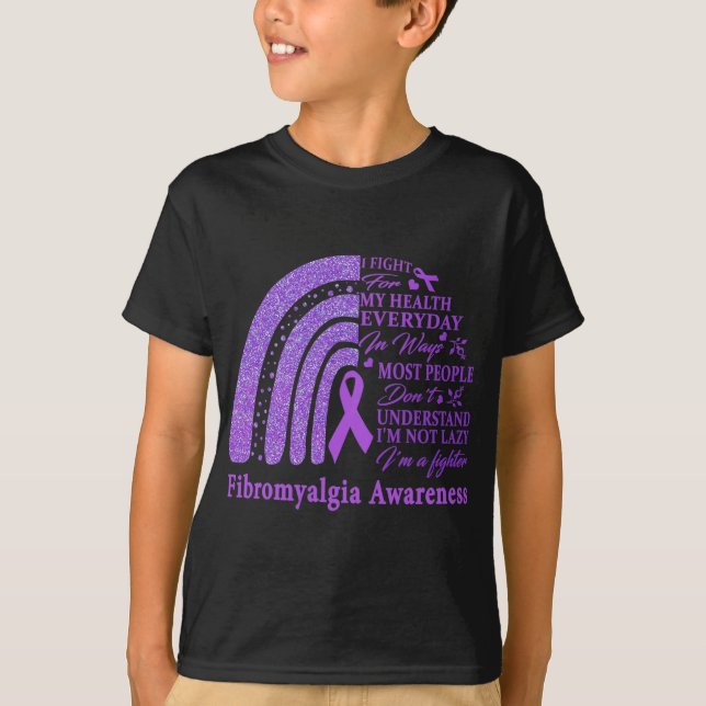 Fibromyalgia Awareness Warrior Support Lila Ribb T Shirt (Framsida)