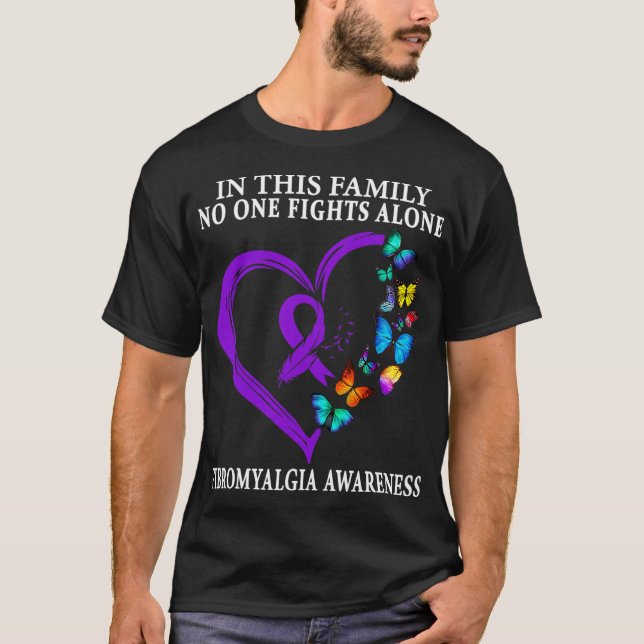Fibromyalgia Awareness Warrior Support Lila Ribb T Shirt (Framsida)