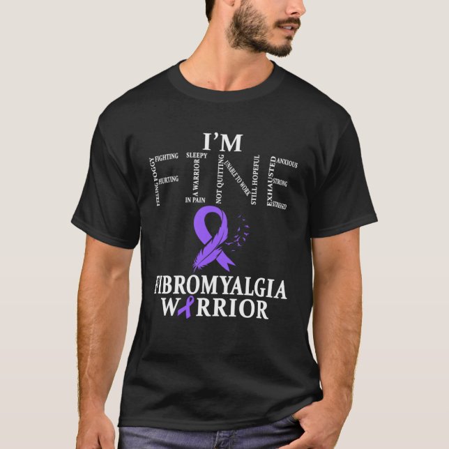 Fibromyalgia Awareness Warrior Support Lila Ribb T Shirt (Framsida)