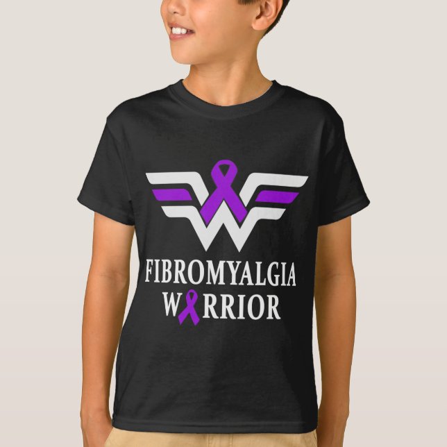 Fibromyalgia Awareness Warrior Support Lila Ribb T Shirt (Framsida)