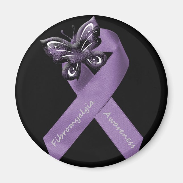 Fibromyalgia Butterfly Ribbon Magnet (Framsidan)
