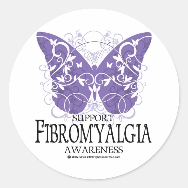 Fibromyalgia Butterfly Runt Klistermärke (Framsida)