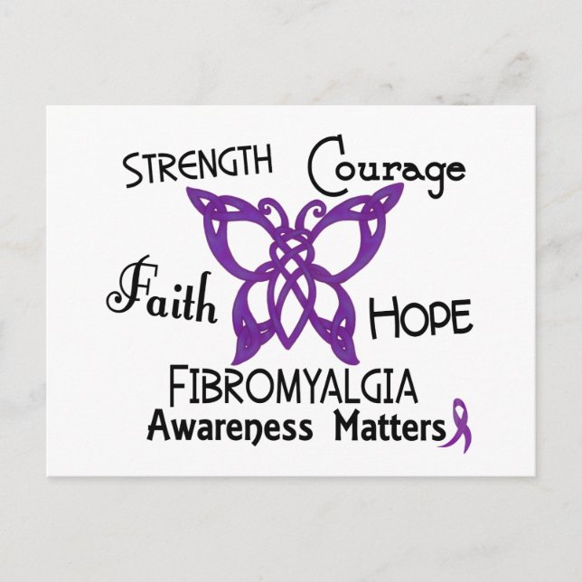 Fibromyalgia Celtic Butterfly 3 Vykort (Framsida)