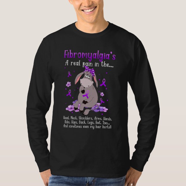 Fibromyalgia Donkey Fibromyalgia är en riktig smär T Shirt (Framsida)