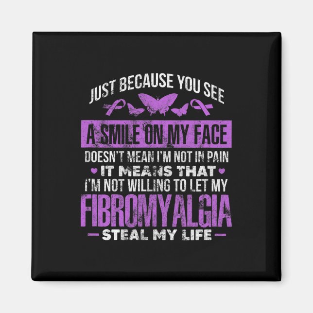 Fibromyalgia Fibro Warrior Lila Ribbon Butterfly Magnet (Framsidan)