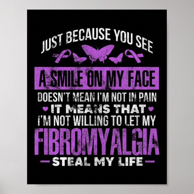 Fibromyalgia Fibro Warrior Lila Ribbon Butterfly Poster (Framsidan)
