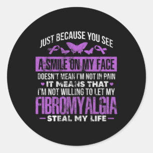 Fibromyalgia Fibro Warrior Lila Ribbon Butterfly Runt Klistermärke