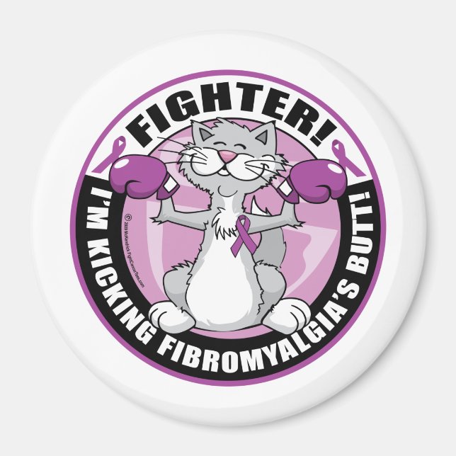 Fibromyalgia Fighter Cat Magnet (Framsidan)