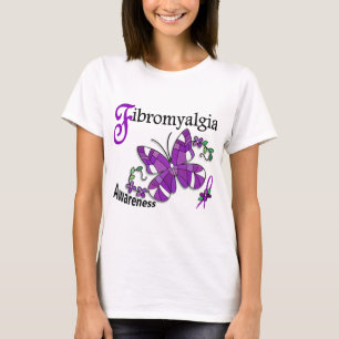 Fibromyalgia för målat glassfjäril 2 tee shirt