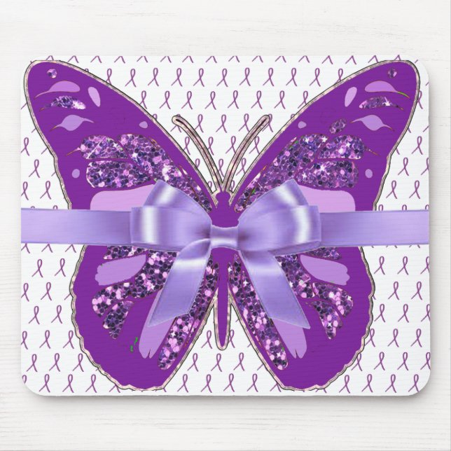 Fibromyalgia Lila Awareness Ribbon Mouse Pad Musmatta (Framsidan)