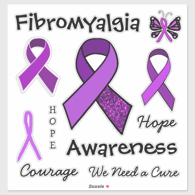 Fibromyalgia Lila Awareness Rosett band Klistermärken (Ark)