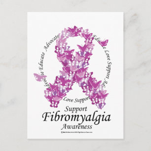 Fibromyalgia Ribbon of Butterflies Vykort