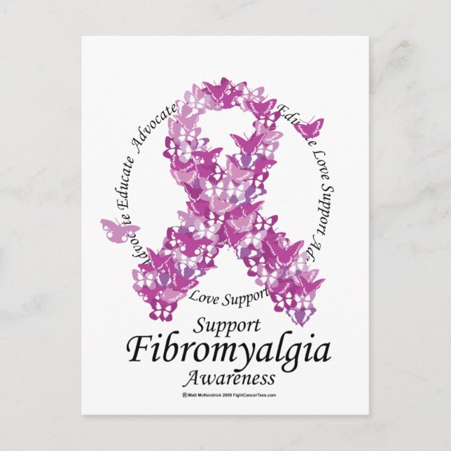 Fibromyalgia Ribbon of Butterflies Vykort (Framsida)