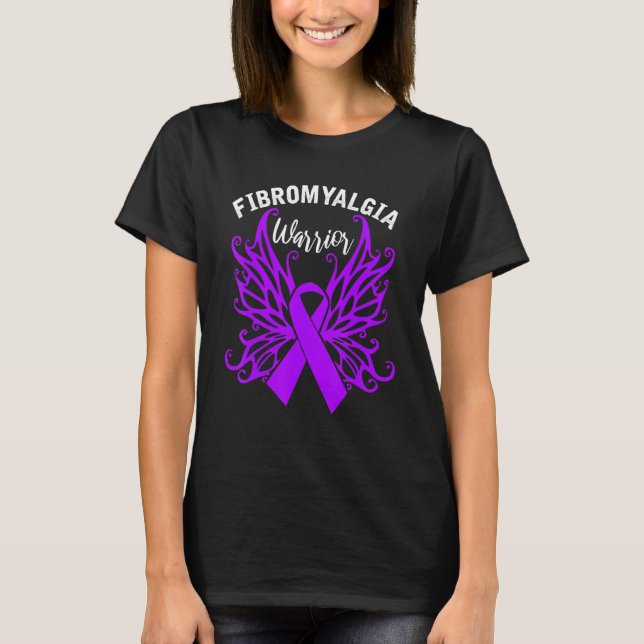 Fibromyalgia Warrior Butterfly Fibro Awareness Fig T Shirt (Framsida)