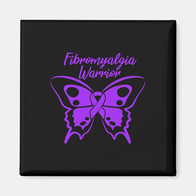 Fibromyalgia Warrior Fibro Awareness Lila Butter Magnet (Framsidan)