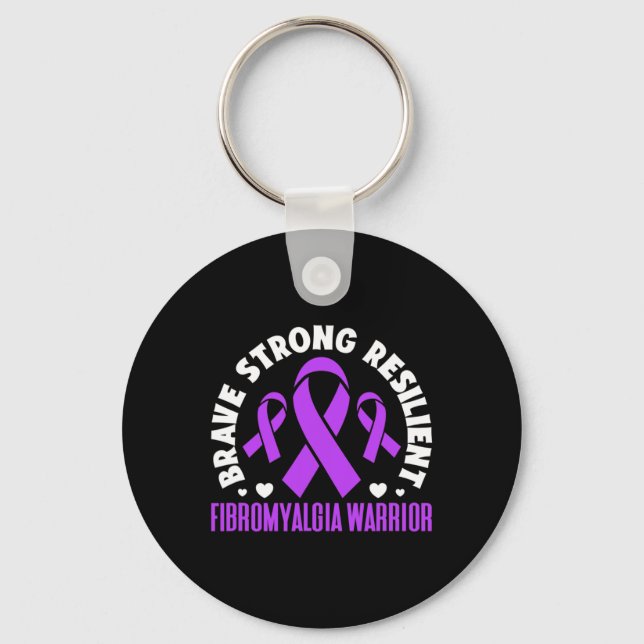 Fibromyalgia Warrior Modig Strong Resilient Fibro Nyckelring (Framsida)