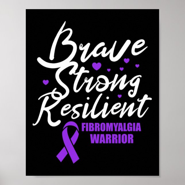 Fibromyalgia Warrior Modig Strong Resilient Fibro Poster (Framsidan)