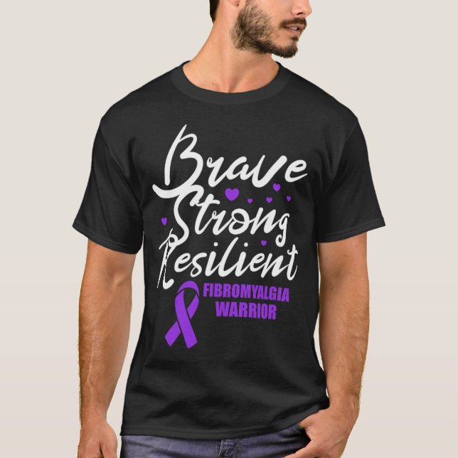 Fibromyalgia Warrior Modig Strong Resilient Fibro T Shirt (Framsida)