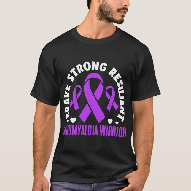 Fibromyalgia Warrior Modig Strong Resilient Fibro T Shirt (Framsida)