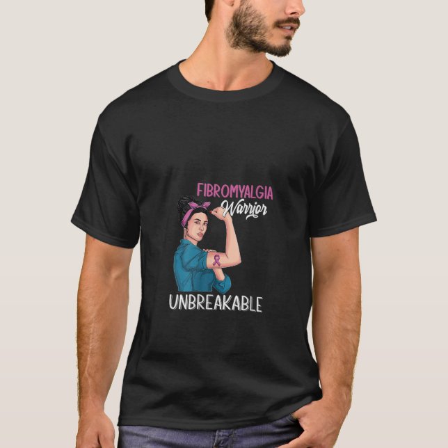 Fibromyalgia Womens Awareness Warrior Obrytable T Shirt (Framsida)