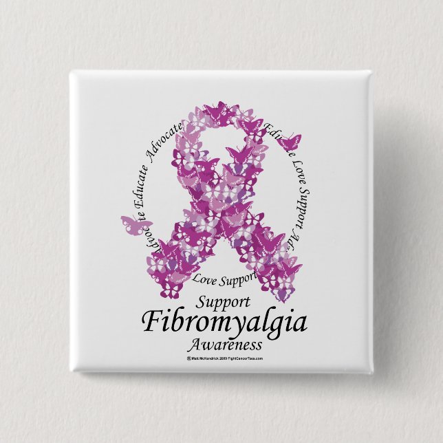 Fibromyalgiaband av fjärilar knapp (Framsida)