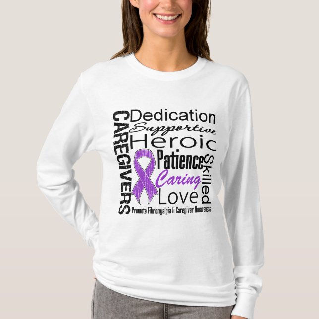 FibromyalgiaCaregiversCollage Tee Shirt (Framsida)
