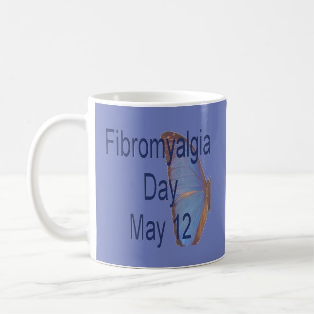 Fibromyalgiadagen Mugg Blue med fjäril. (Vänster)