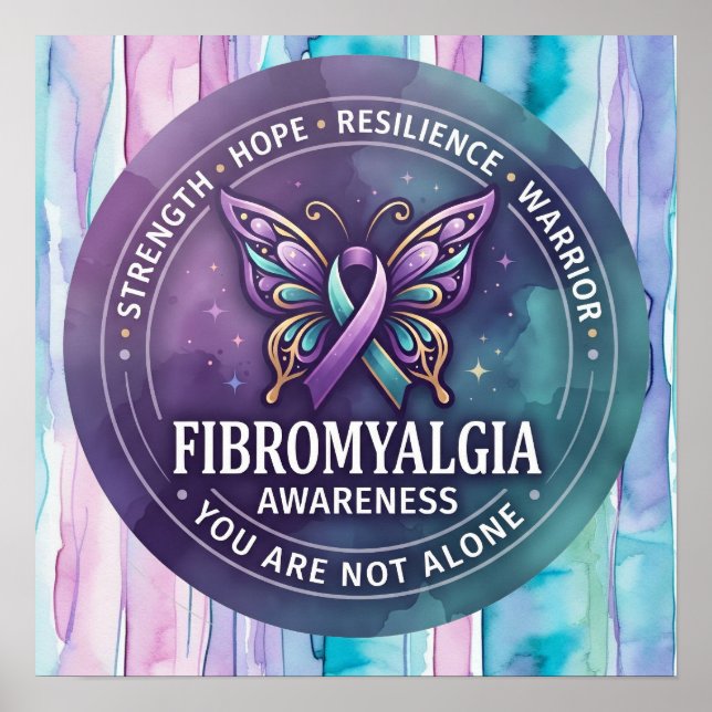 Fibromyalgiamedvetenhet fjärilsband  poster (Framsidan)