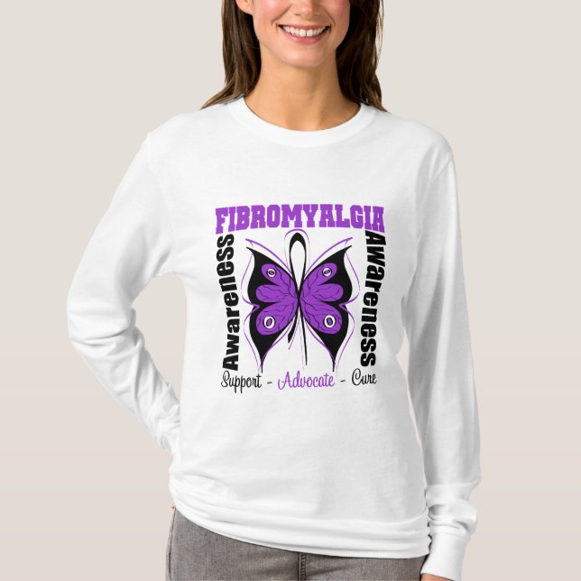 Fibromyalgiamedvetenhetfjäril Tee Shirt (Framsida)