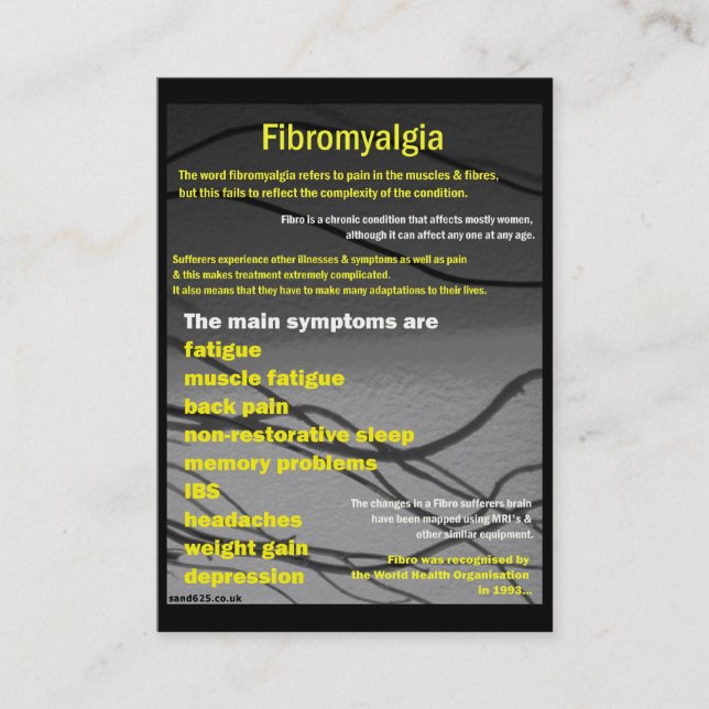 Fibromyalgiavisitkort - medvetenhetdag visitkort (Framsida)