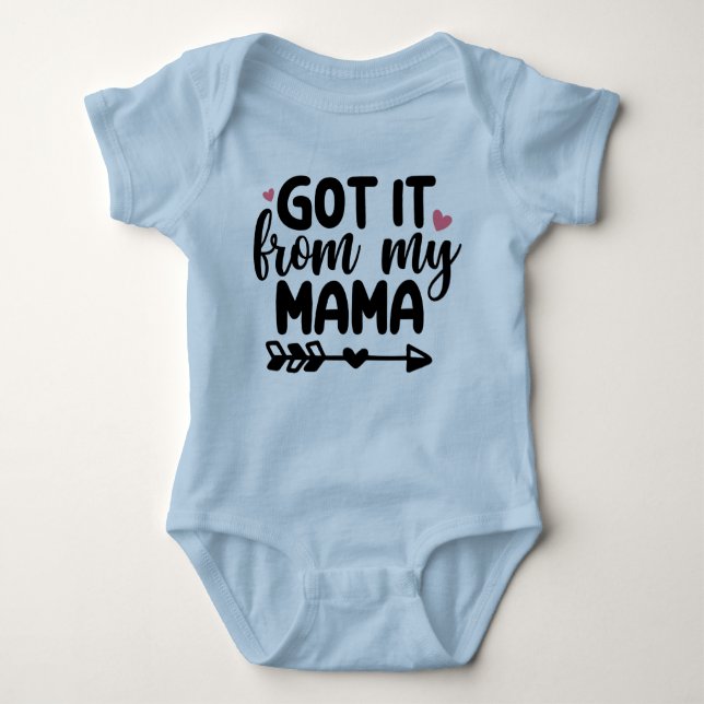 Fick det från min Mamma Blå Baby Bodysuit T Shirt (Framsida)