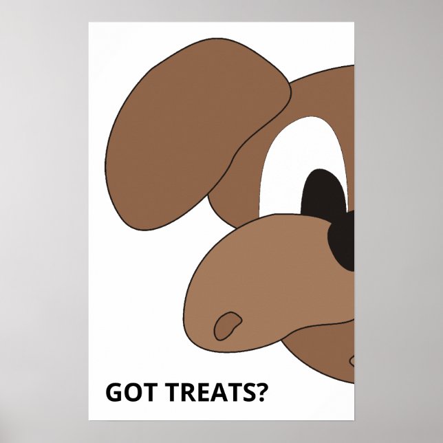 Fick du godsaker? Nyfiken hund Poster (Framsidan)