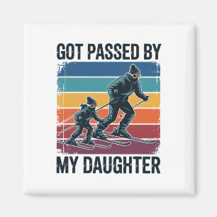 Fick spark av min dotter Roligt skidåkning Retro v Magnet