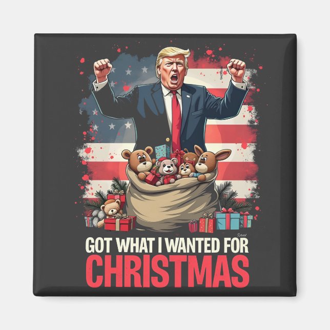 Fick vad jag ville för jul Trump Tomte   Magnet (Framsidan)