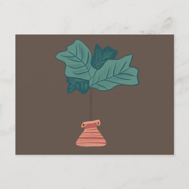 Fickel Figuträd Grön Krukväxt Illustration Vykort (Framsida)
