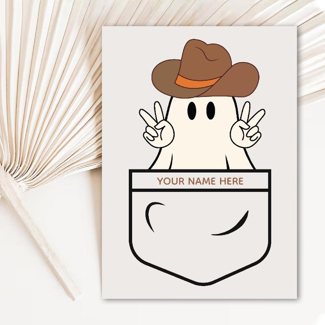 Ficktema Västerländsk Boo Cowboy Kul Halloween-kor Julkort (Pocket Theme Western Boo Cowboy Fun Halloween Card)