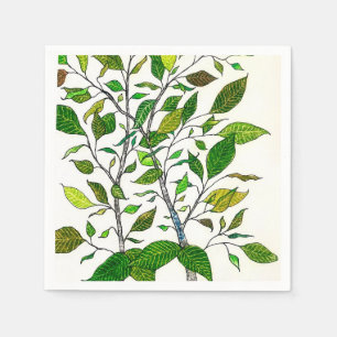 Ficus växt färgpenna träd ritning pappersservett