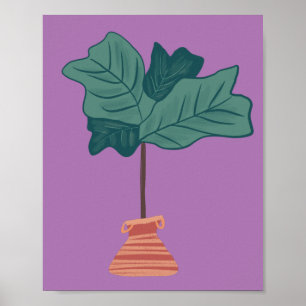 Fiddle Fig Träd Botaniska Växter Tropiska Poster